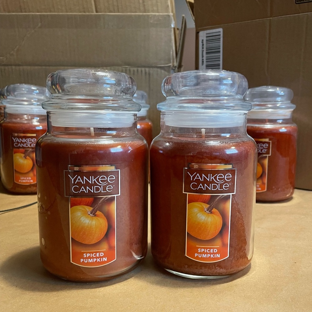 LOT of 2 Yankee Candle Spiced Pumpkin 22-oz. Large Jar Candle